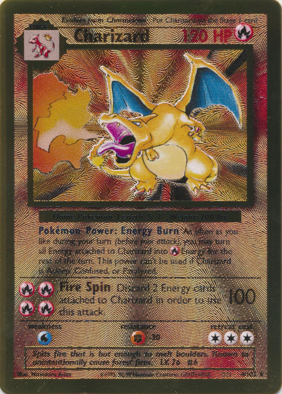 Charizard 004/102 Metal Card has paint chips on 3 corner