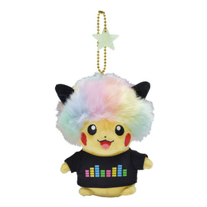 Pokemon Center 2018 Science is amazing Rainbow Afro Pikachu Plush Mascot Key chain
