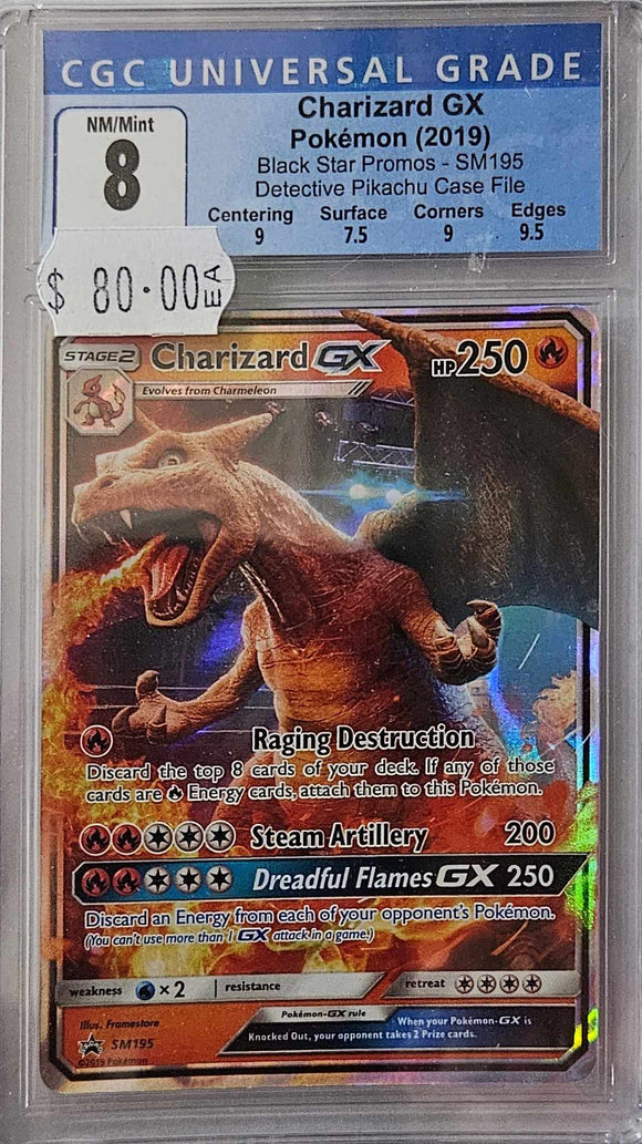 Charizard Gx Sm195 Cgc 8