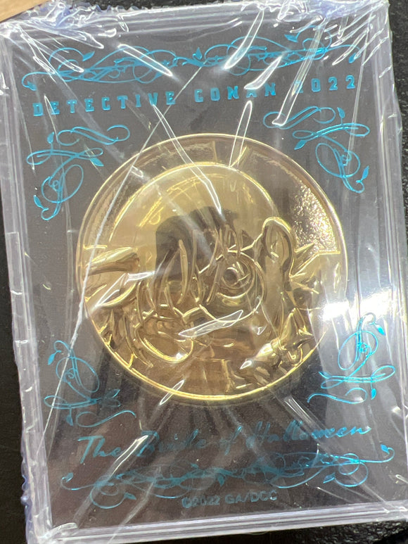 Detective conan the scarlet bullet movie limited metal coin blue