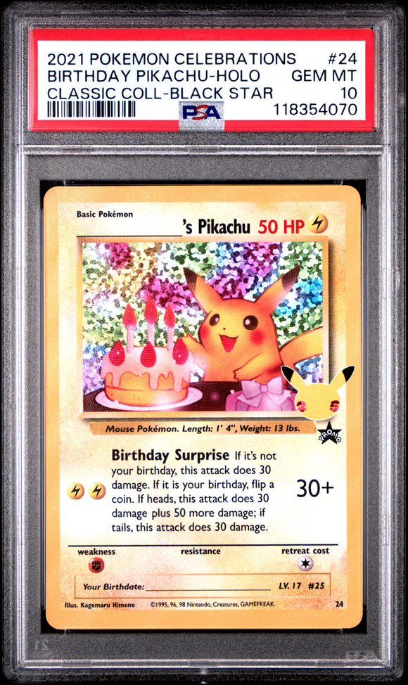 Birthday Pikachu - Holo Psa 10