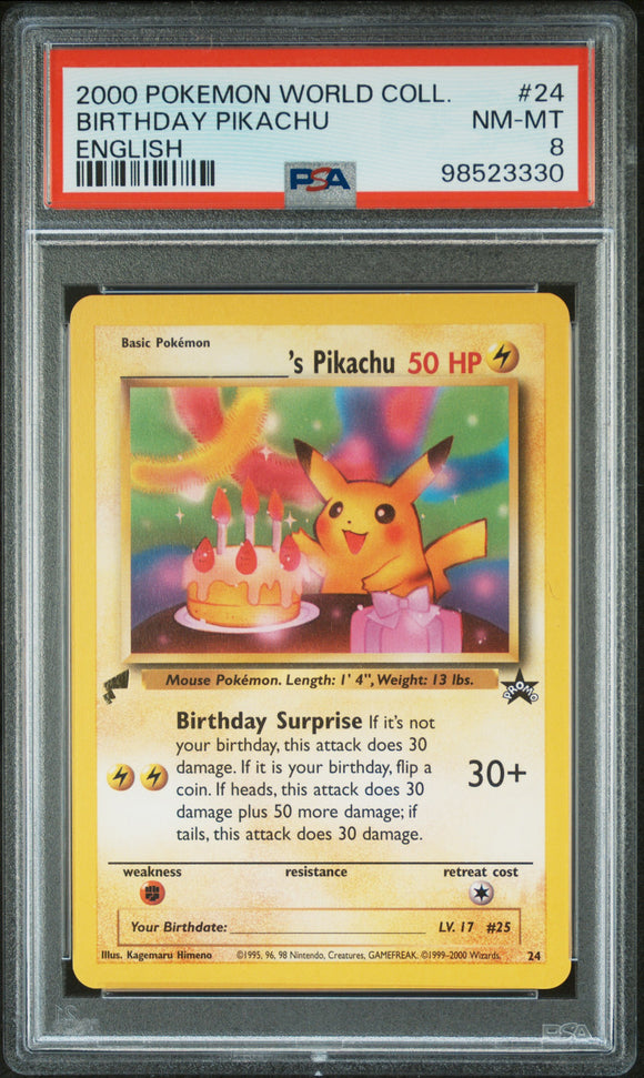 Birthday Pikachu Black Star Promo 24 Psa 8
