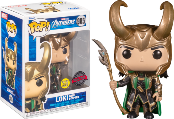 The Avengers - Loki with Scepter Glow in the Dark Pop! Vinyl Figure (RS) #985