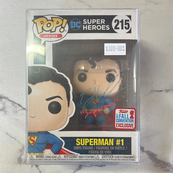 Signed Superman #1 215 ~ DC Super Heroes ~ Funko Pop Vinyl ~ 2017 Fall Convention Excl
