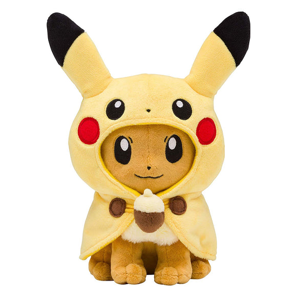 Eevee Pikachu Poncho Keychain Plush Pokemon Center Japan Official Poncho