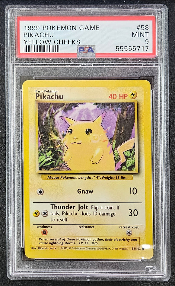 Pikachu Yellow Cheeks 58/102 Psa 9
