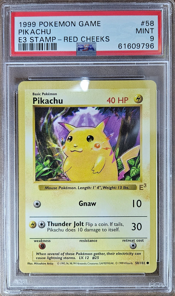 Pikachu 58/102 E3 Red Cheeks Shadowless Psa 9