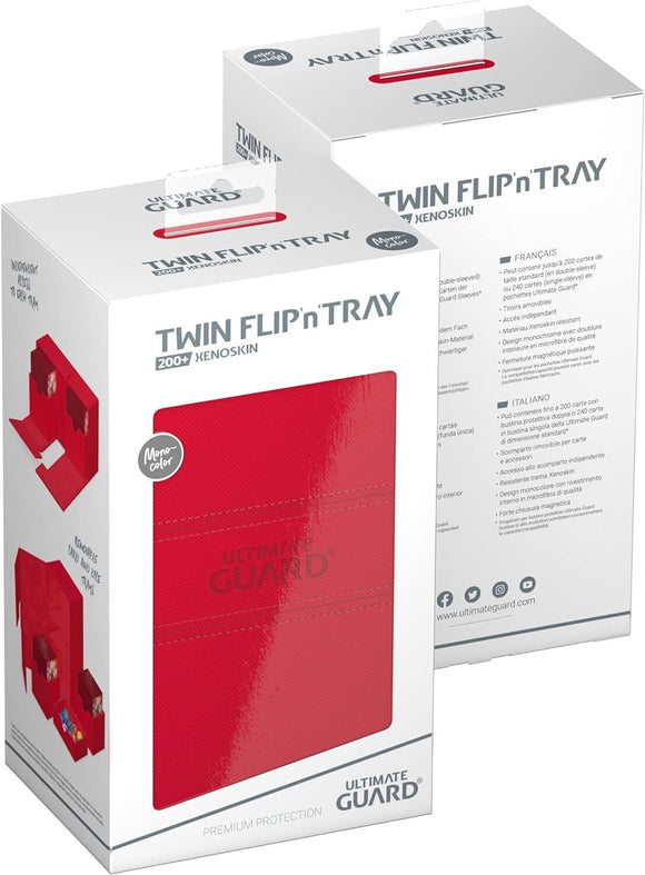 Deck Box+ BTUiop[]\78+Ultimate Guard Twin Flip 'n' Tray 200+ Xenoskin Monocolor Red Deck Box