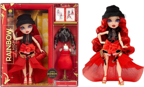 Rainbow High Fantastic Fashion Doll - RUBY ANDERSON - Red 11 Fashion Doll and P