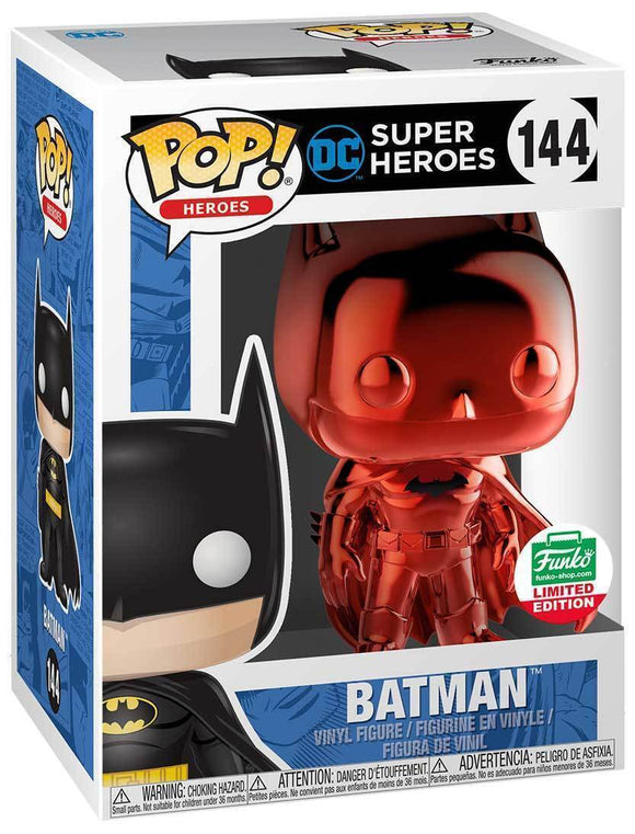 Batman Red Chrome Funko Pop 144 DC Super Heroes Limited Edition Christmas